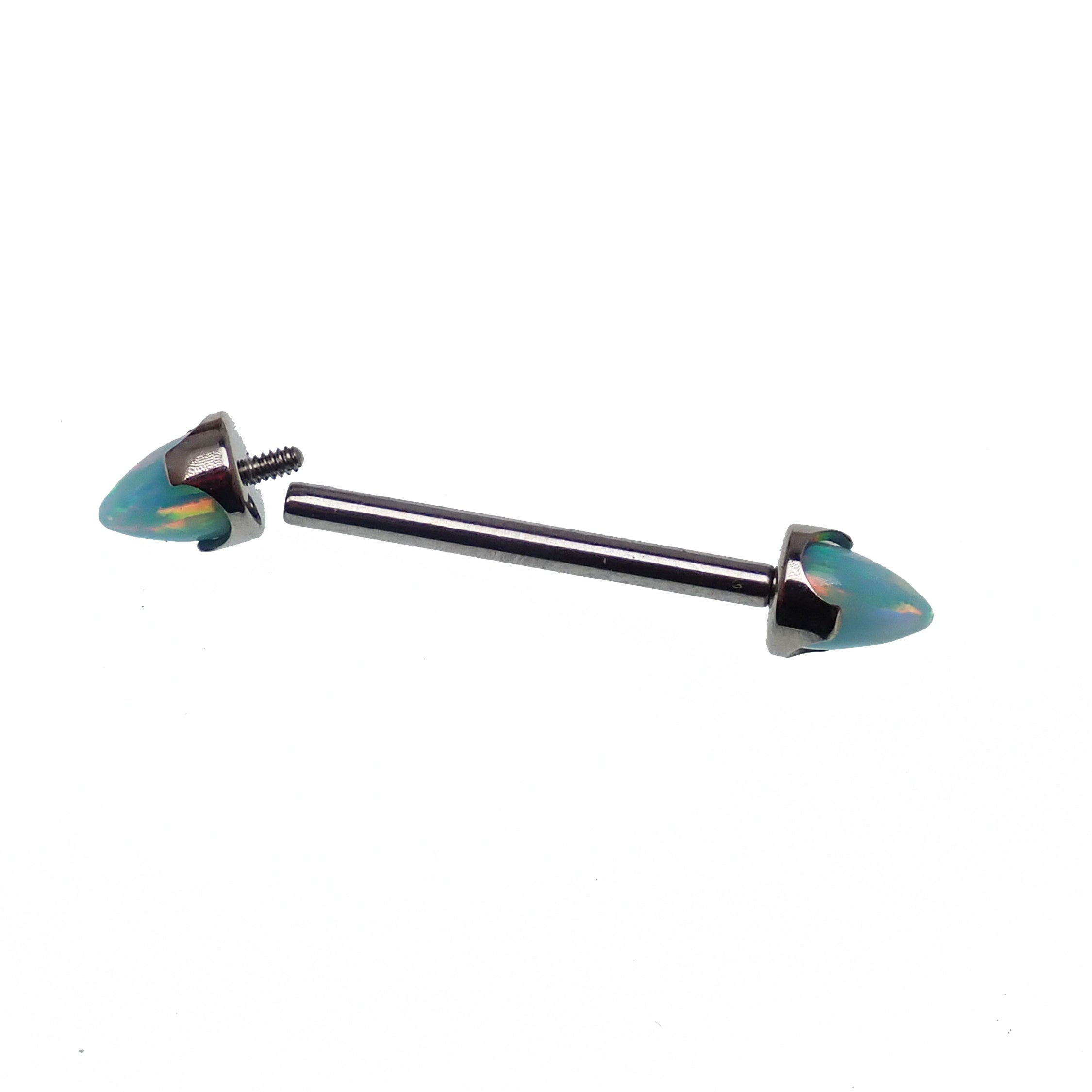 Moon Yellow Opal Cone Nipple Bar 16g - Body Clickers Body Jewelry