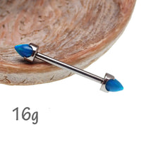 Peacock Blue Opal Cone Nipple Bar 16g - Body Clickers Body Jewelry
