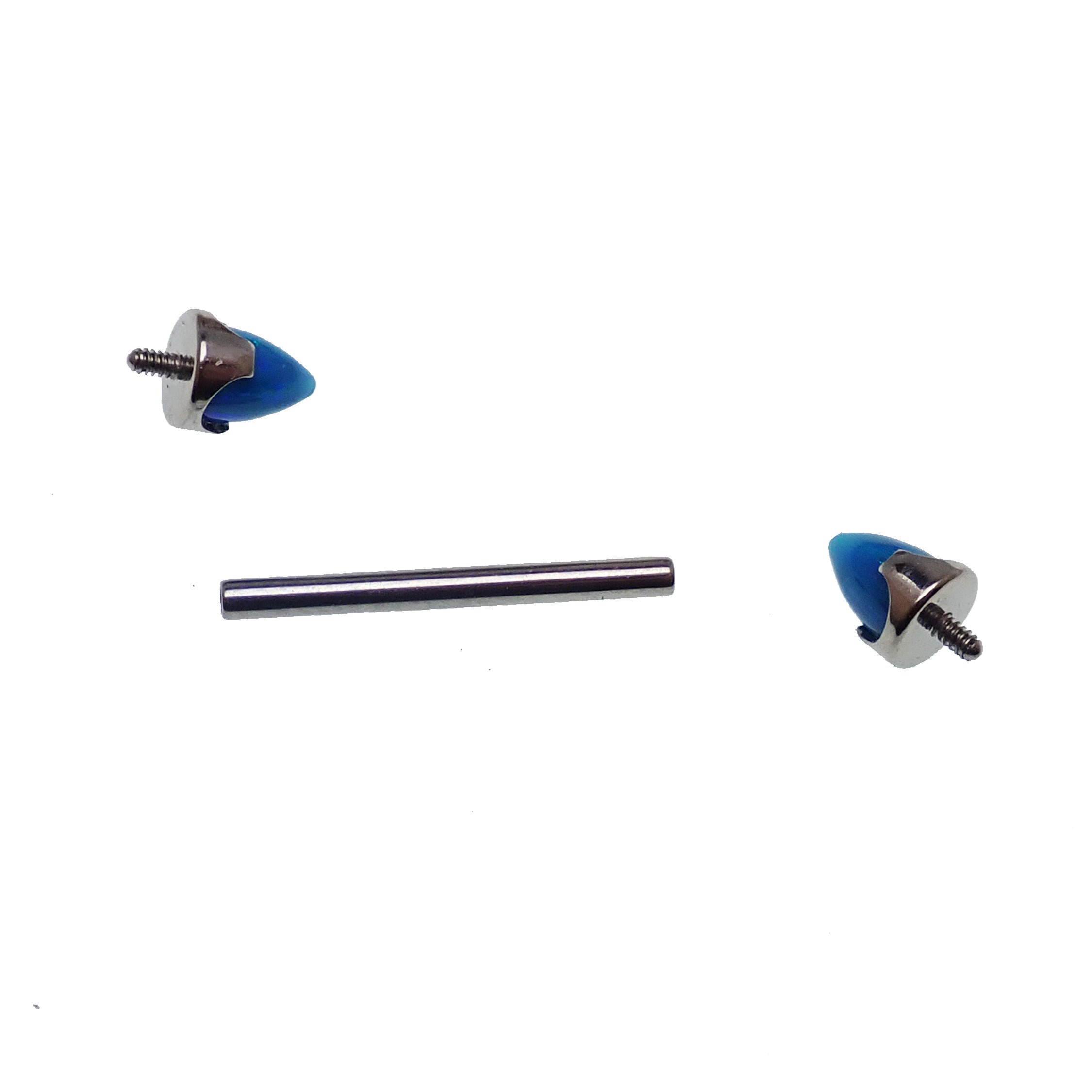 Peacock Blue Opal Cone Nipple Bar 16g - Body Clickers Body Jewelry