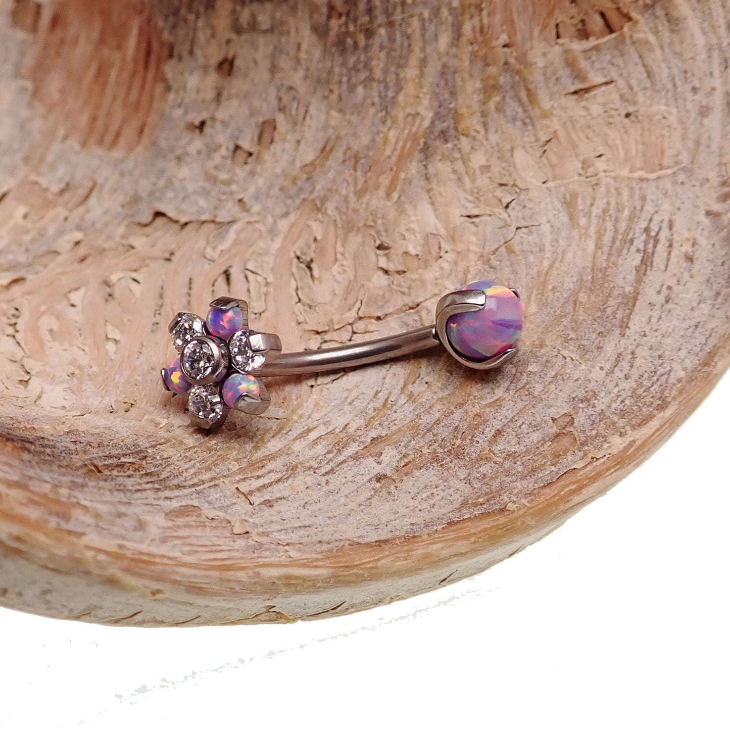Multi Lavender Titanium Belly Ring 16g