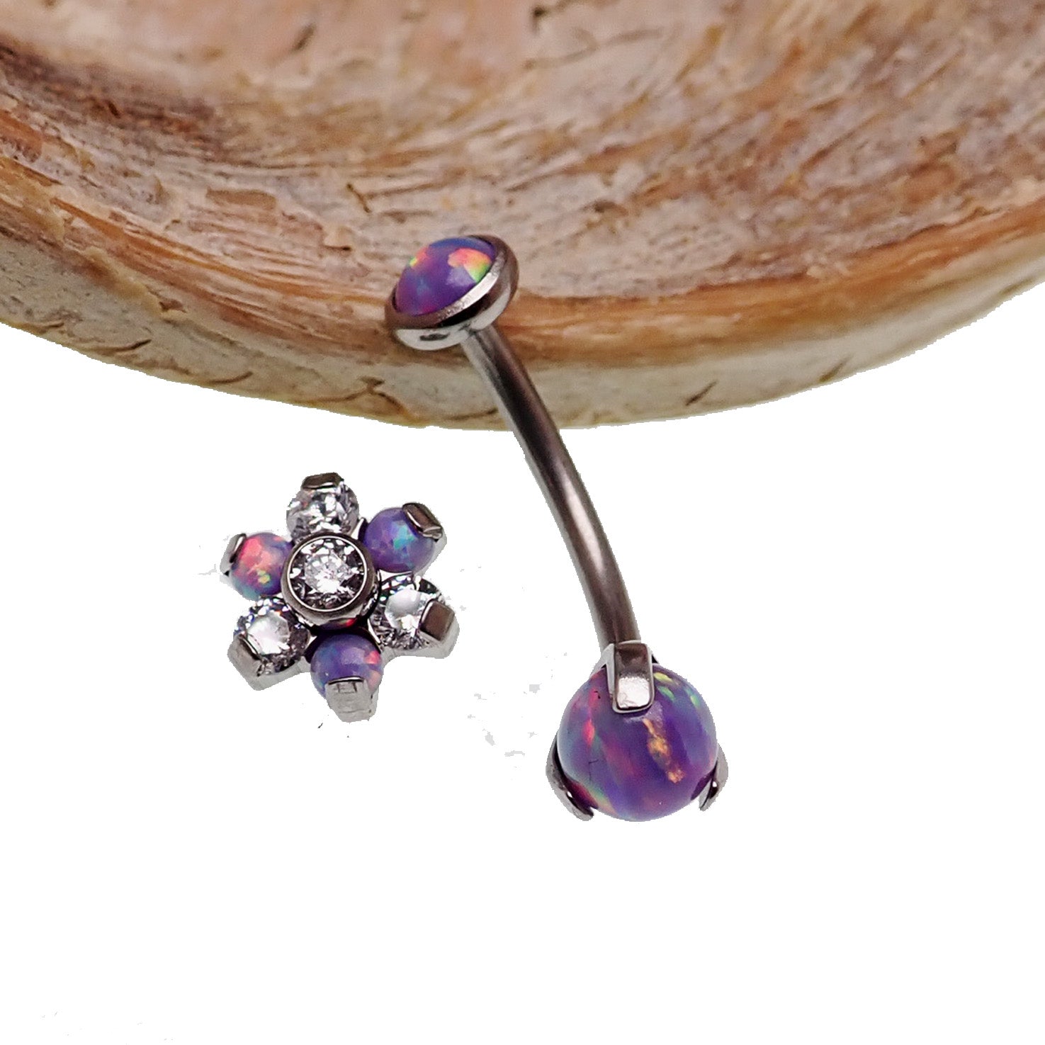 Multi Lavender Titanium Belly Ring 16g