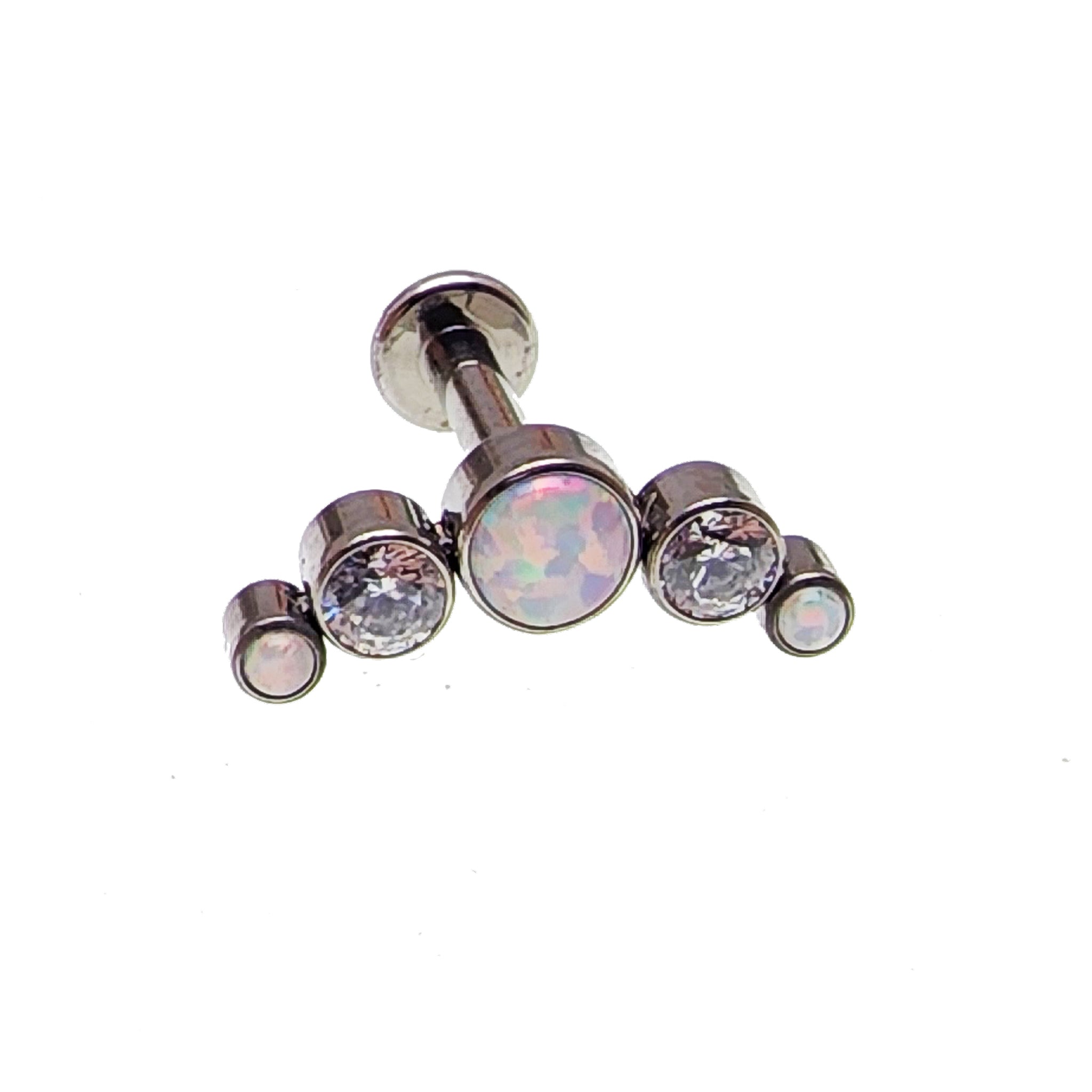 White Opal & Clear CZ Cluster 18g, 16g, 14g