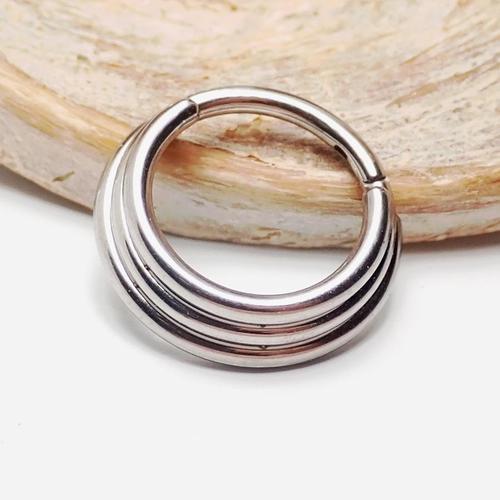 16g  Triple Stacked Hinged Clicker Ring Implant titanium - pure piercings