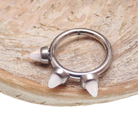 Titanium White Opal Spike Hinged Clicker 16g - Body Clickers Body Jewelry