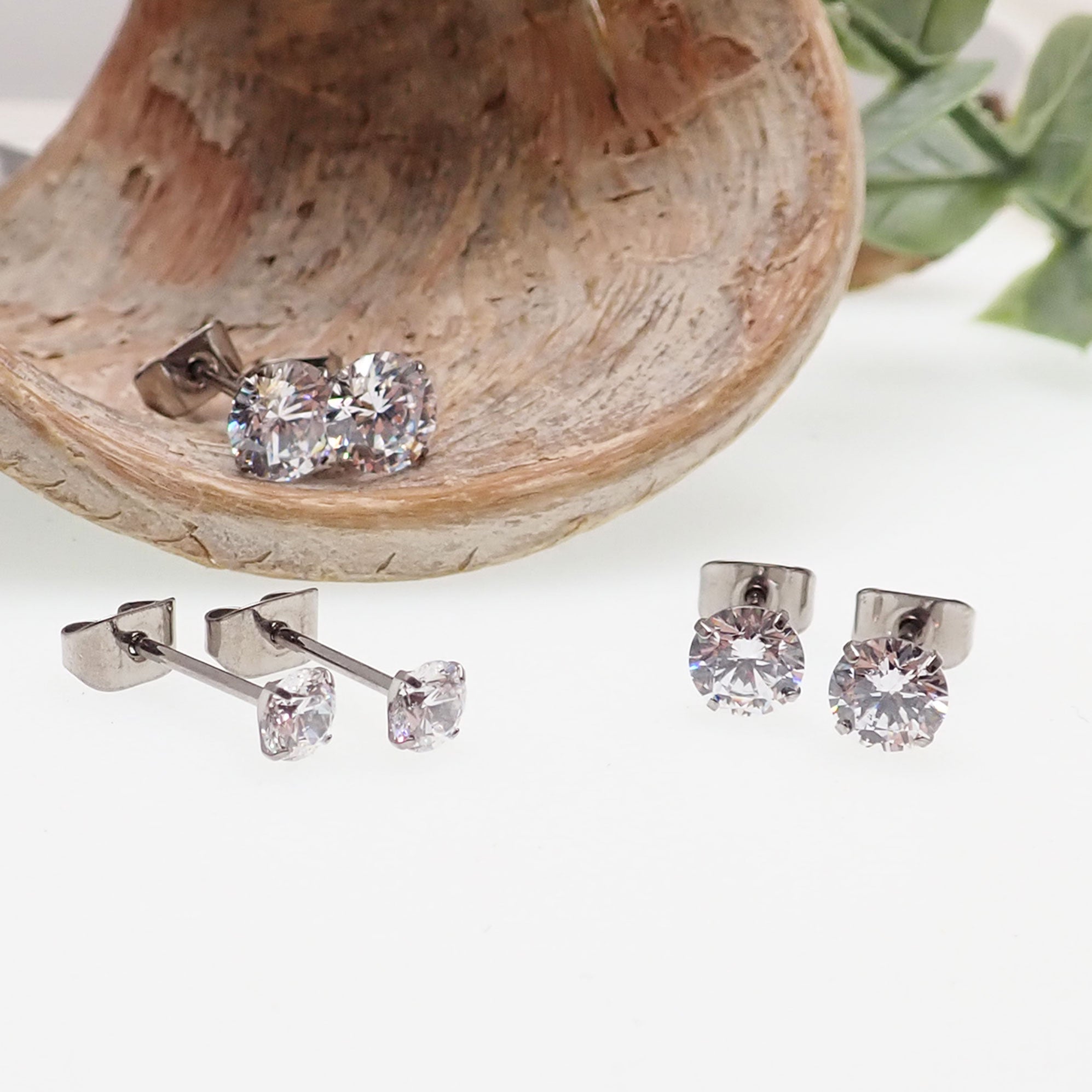 CZ Titanium Earrings Pair