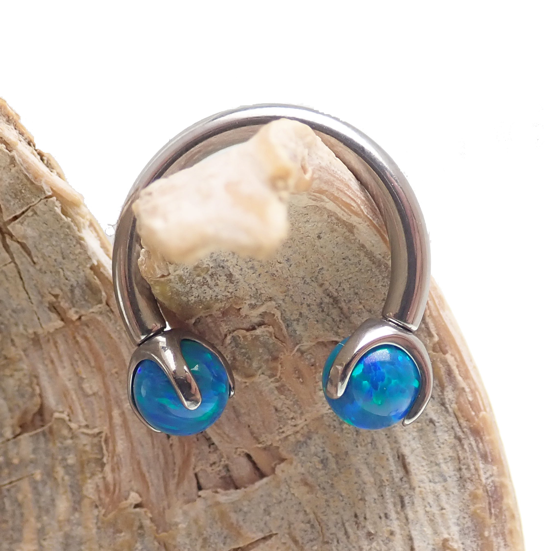 Opal Claw Horseshoe Ring 14g