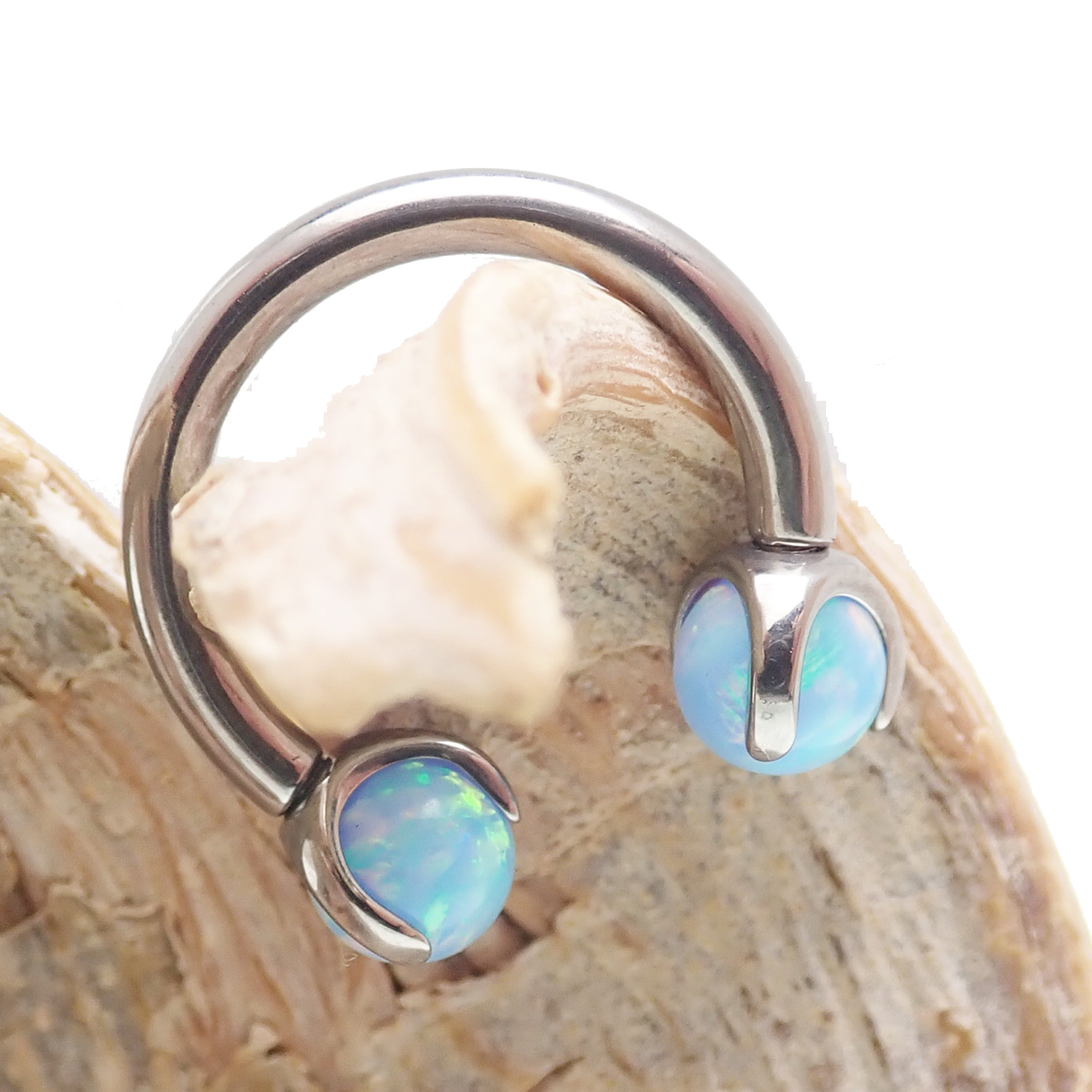 Opal Claw Horseshoe Ring 14g