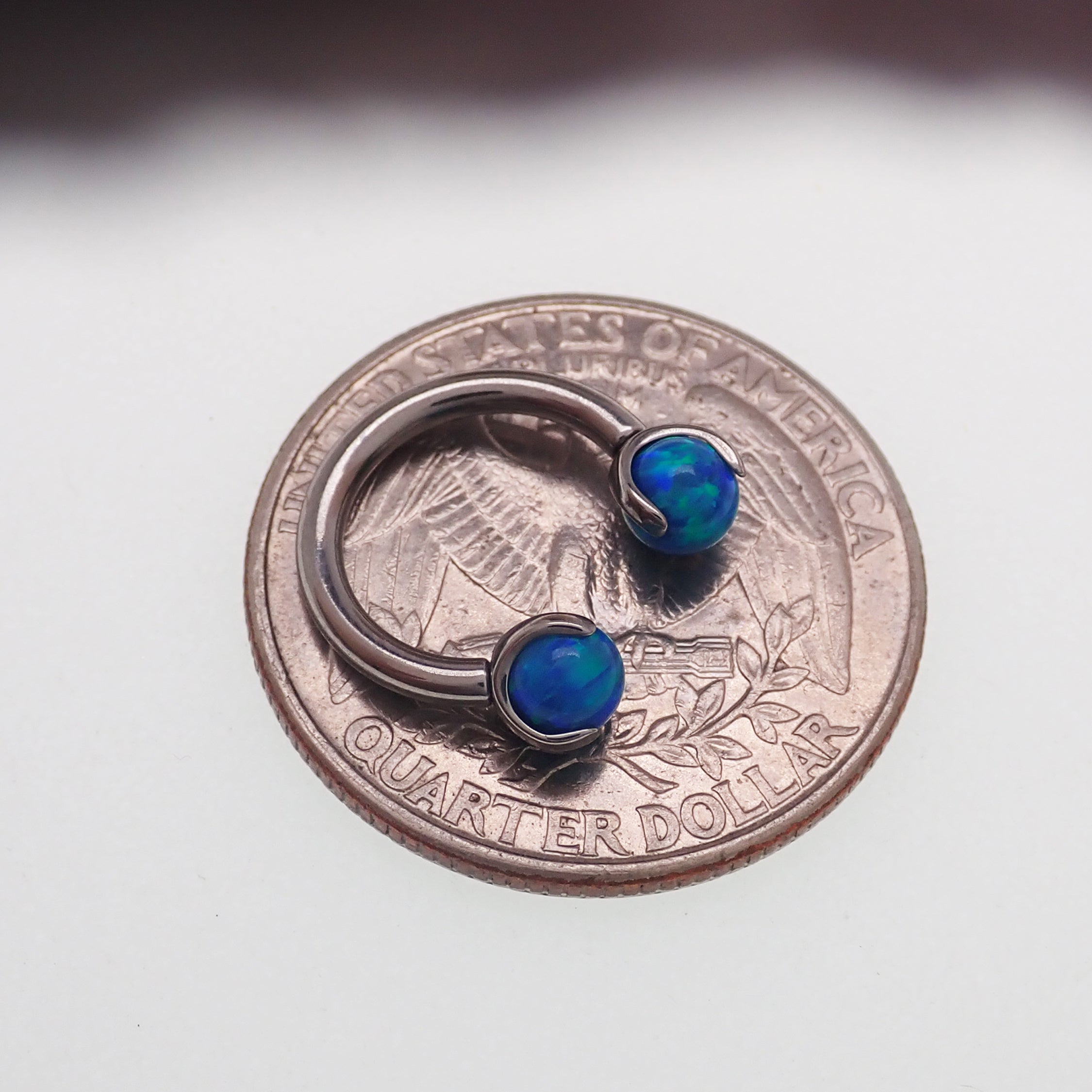 Opal Claw Horseshoe Ring 14g