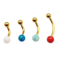 Curved Opal 14g Titanium Curve Belly Piercing - Body Clickers Body Jewelry