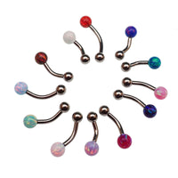 Curved Opal 14g Titanium Curve Belly Piercing
