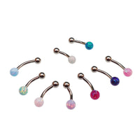 Curved Opal 14g Titanium Curve Belly Piercing - Body Clickers Body Jewelry