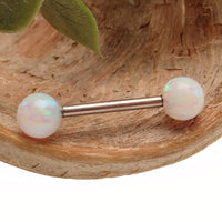 6mm Opalite White fire opals Titanium Nipple Ring 14g & 12g