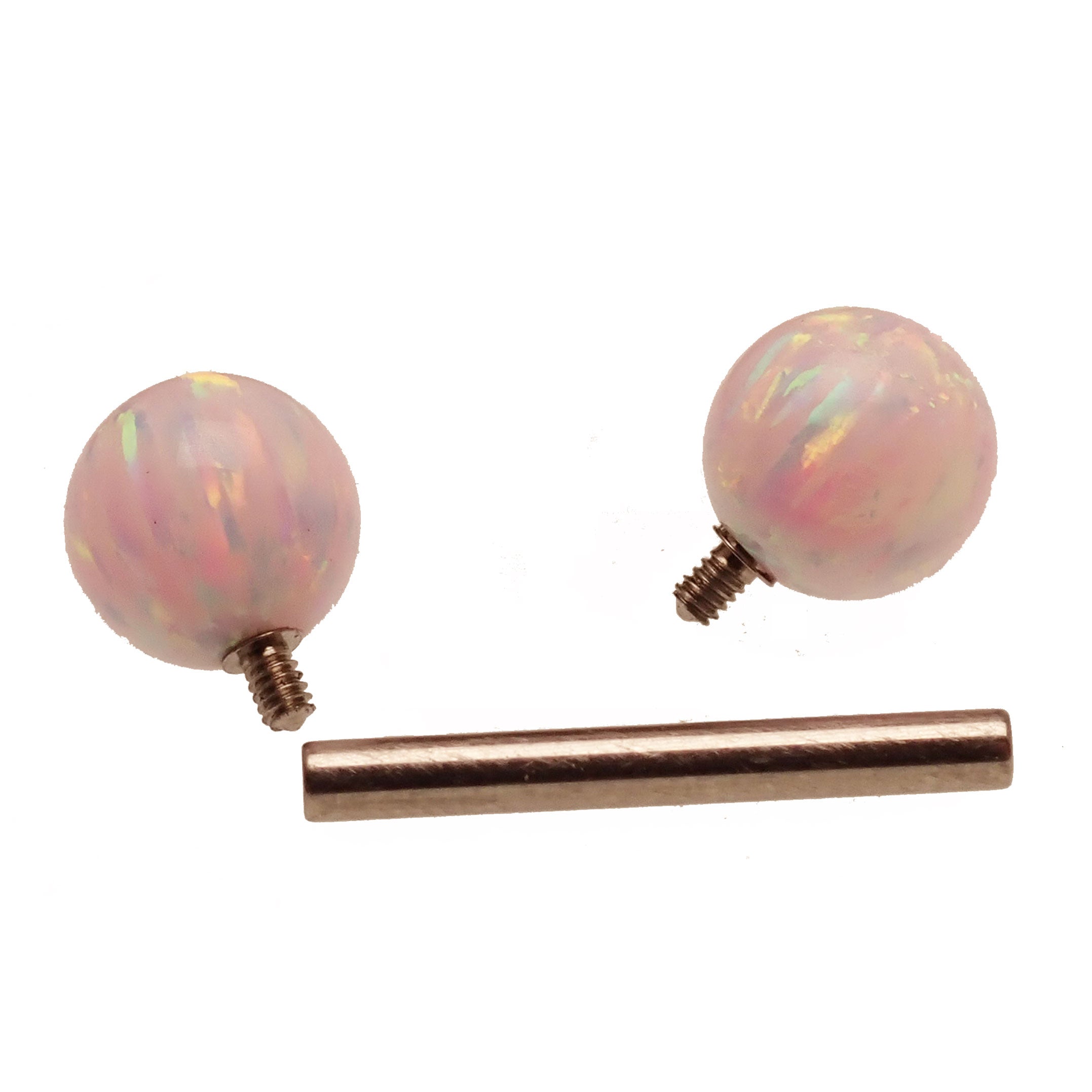 Pink Snow 5mm, 6mm Opal Titanium Nipple Ring 14g, 12g - Body Clickers Body Jewelry