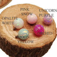 6mm Opalite White fire opals Titanium Nipple Ring 14g & 12g