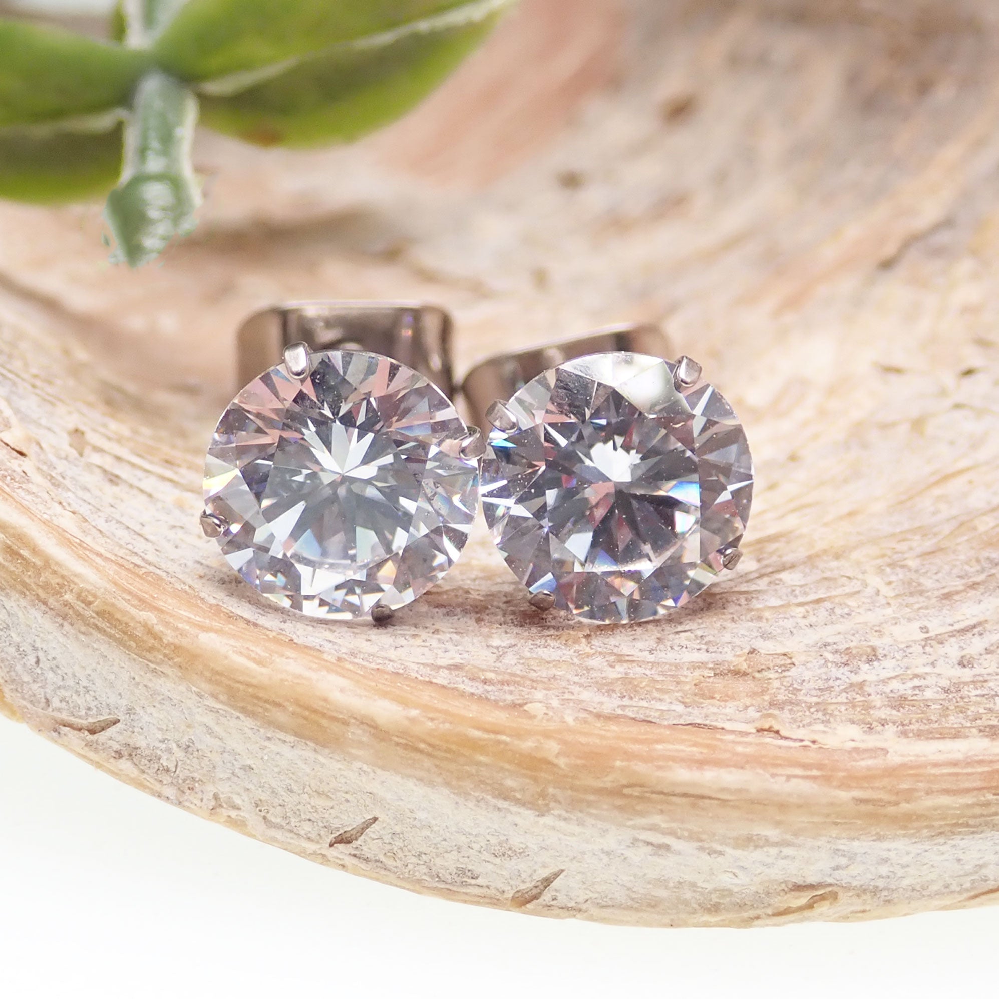 CZ Titanium Earrings Pair