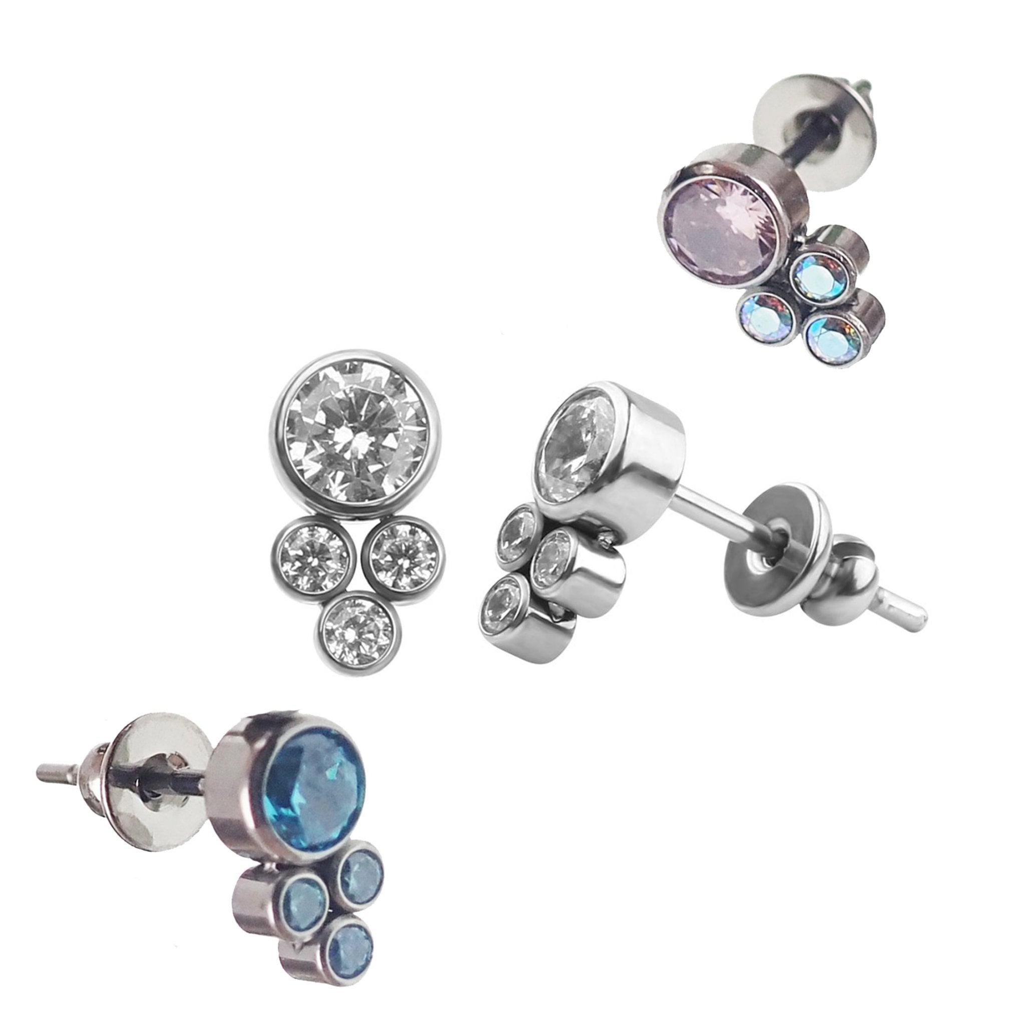 Titanium Earrings CZ cluster - Body Clickers Body Jewelry