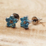 Titanium Flower earrings  Aqua