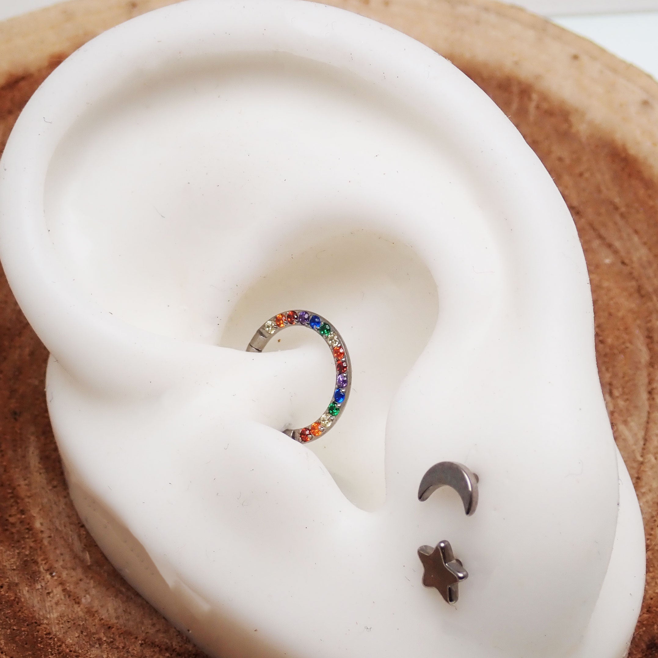 Multi Stone CZ Titanium Clicker 16g