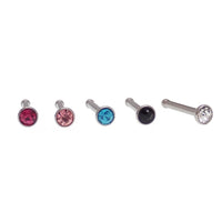 5-Set CZ Nose Studs 18g