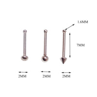 Set of 3 Cone, Ball, Flat Nose Studs 18g