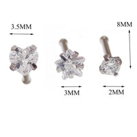 Set of 3 CZ Nose Studs 20g