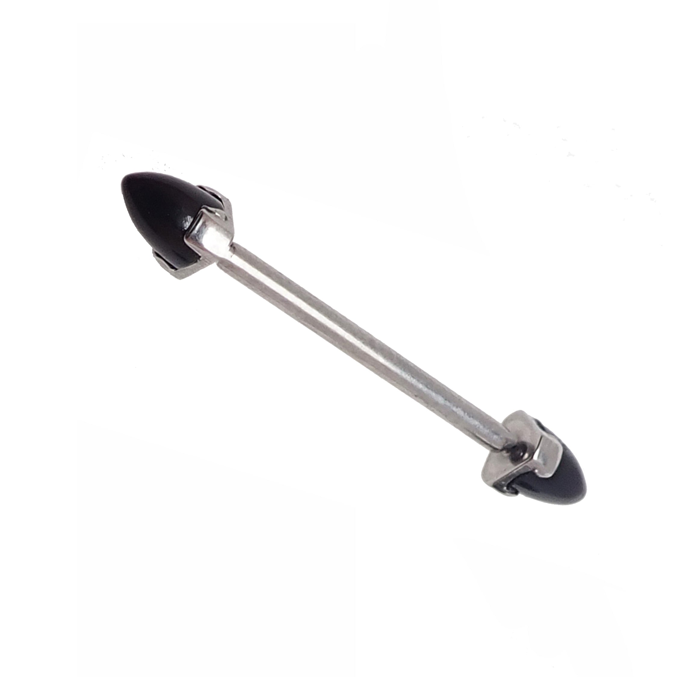 Black Onyx Cone Nipple Bar 16g - Body Clickers Body Jewelry