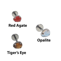 Natural Stone Teardrop Push Fit Titanium Flatback - Body Clickers Body Jewelry