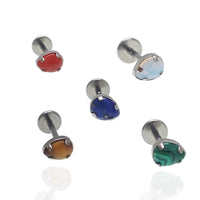 Natural Stone Teardrop Push Fit Titanium Flatback - Body Clickers Body Jewelry