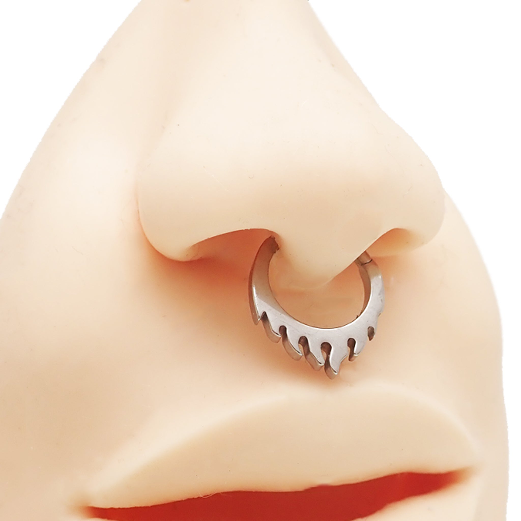 Flaming Fire Titanium Clicker 16g - Body Clickers Body Jewelry