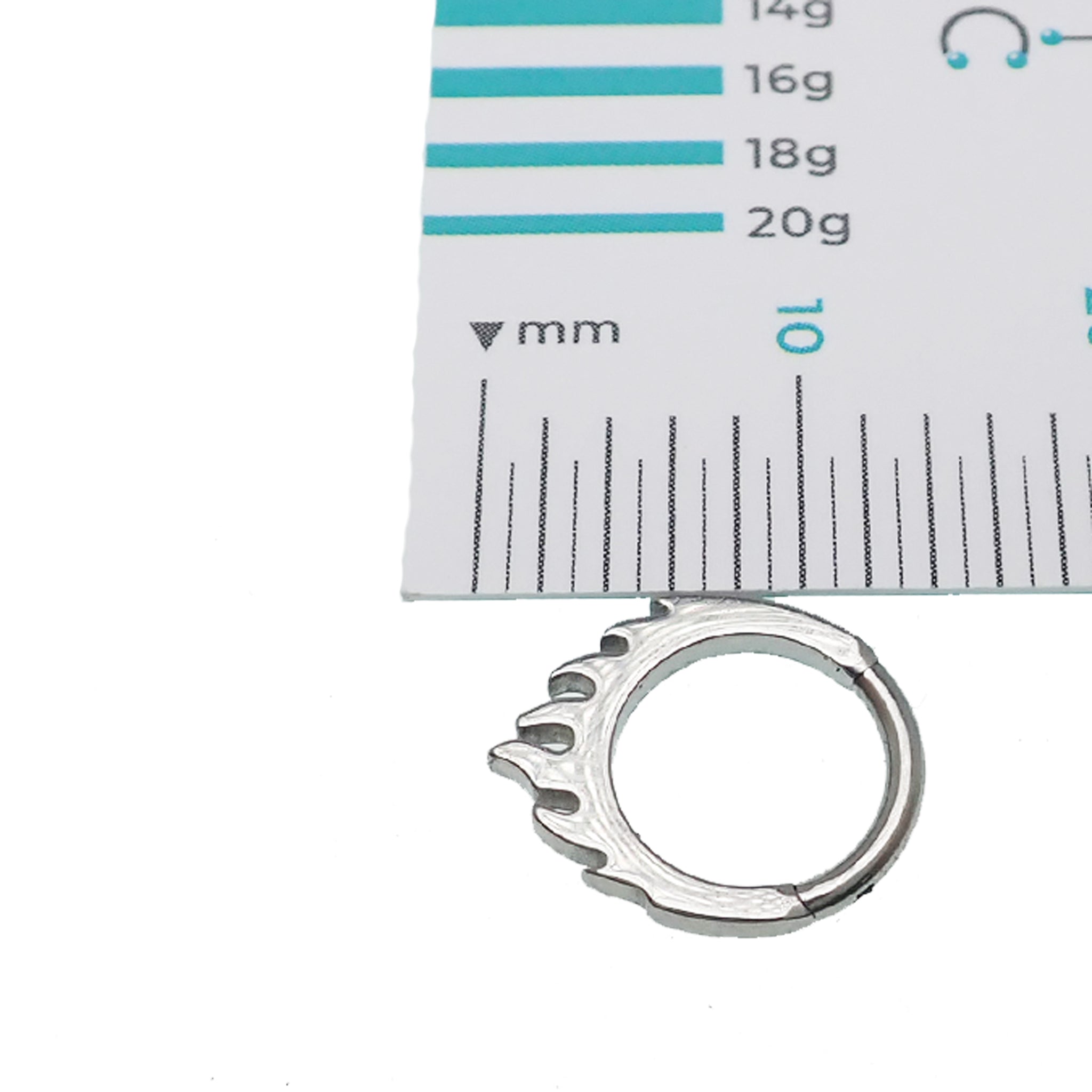 Flaming Fire Titanium Clicker 16g - Body Clickers Body Jewelry