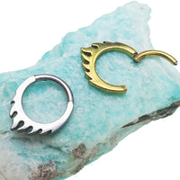 Flaming Fire Titanium Clicker 16g - Body Clickers Body Jewelry