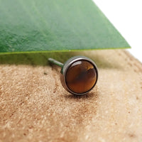 Pair of Tiger's Eye Titanium Earrings - Body Clickers Body Jewelry