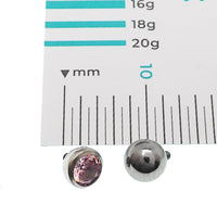 Clear / Pink CZ Tongue Titanium Barbell Piercing 14g - Body Clickers Body Jewelry