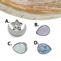 CZ Daisy / Opal Tear / CZ Moon Dermal Titanium Tops 14g - Body Clickers Body Jewelry