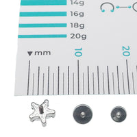 3 Set Full Clear CZ Star & Round CZ Titanium Flatback Piercing 18g, 16g, 14g - Body Clickers Body Jewelry
