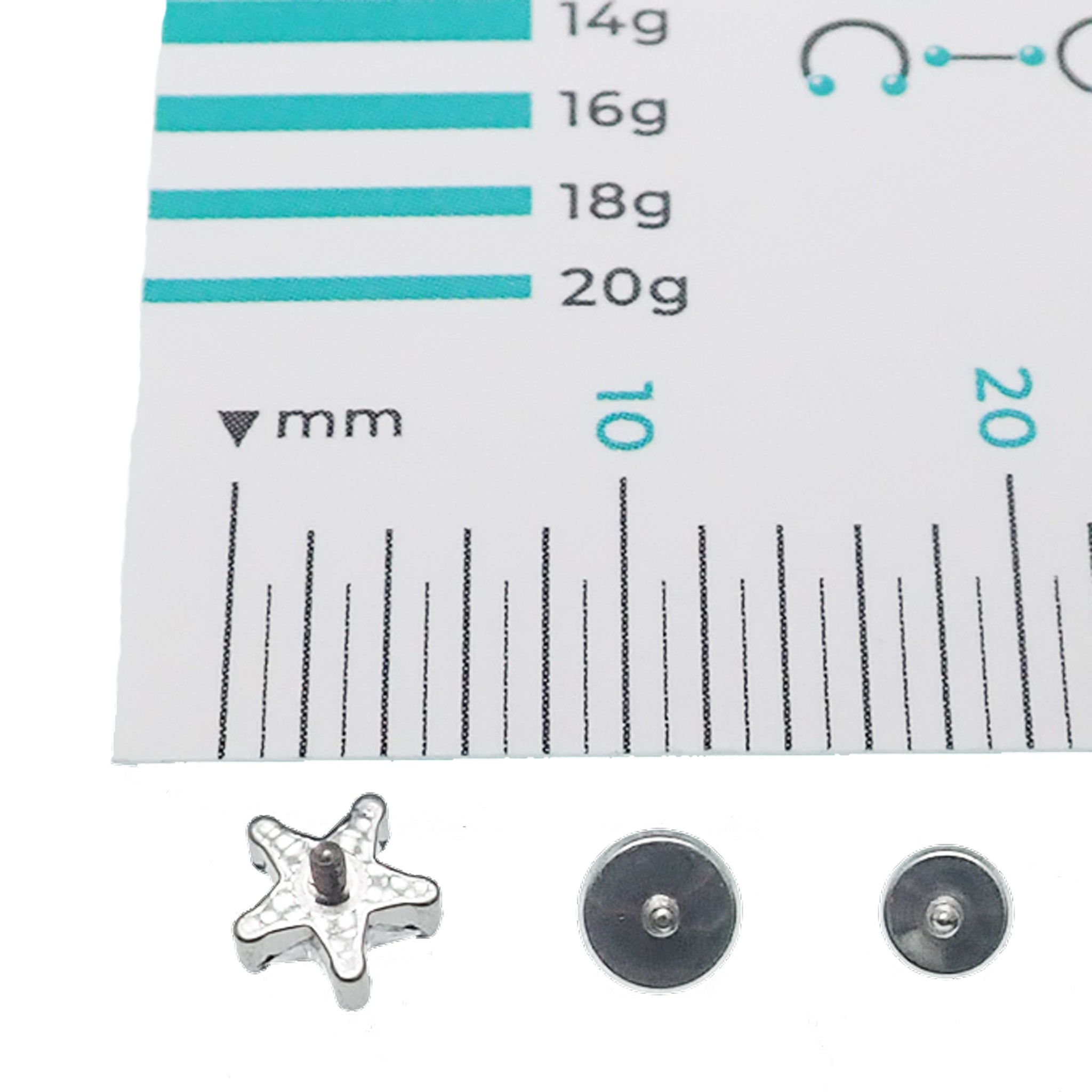 3 Set Full Clear CZ Star & Round CZ Titanium Flatback Piercing 18g, 16g, 14g - Body Clickers Body Jewelry