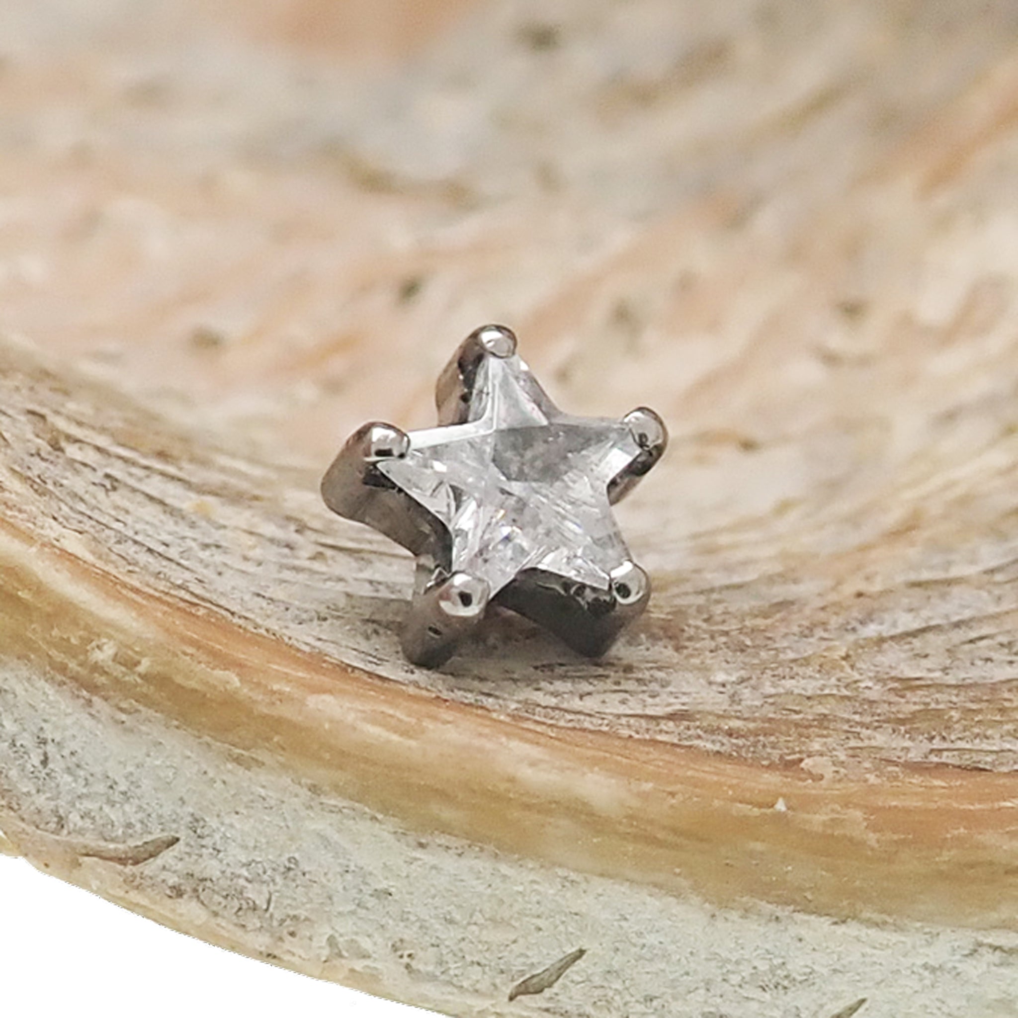 Full Clear CZ Star Titanium Top - Top Only 16g - Body Clickers Body Jewelry