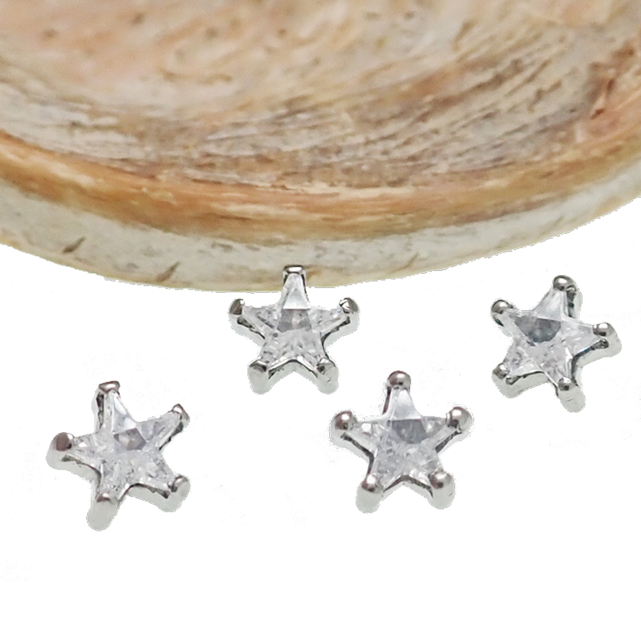 Full Clear CZ Star Titanium Top - Top Only 16g - Body Clickers Body Jewelry