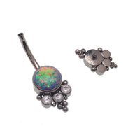 Opal and CZ Stone with Beads Belly Bar 14g