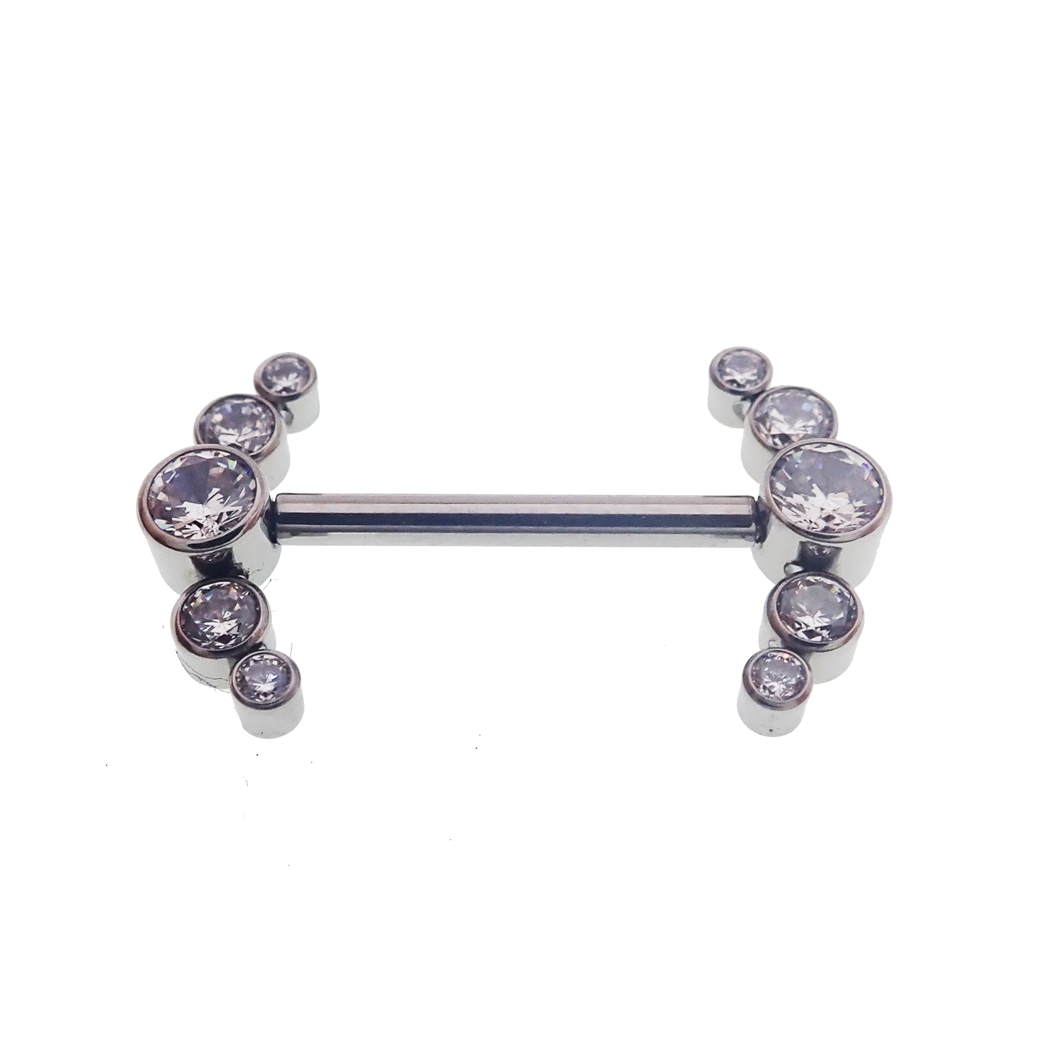 Exclusive nipple barbell with stone clusters and little balls