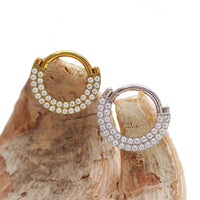 Double - Row CZ Inlaid Clicker 16g - Body Clickers Body Jewelry