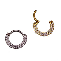 Double - Row CZ Inlaid Clicker 16g - Body Clickers Body Jewelry