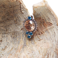 Beaded Burnt Orange & Teal Labret 14g, 16g, 18g - Body Clickers Body Jewelry