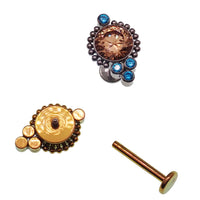Beaded Burnt Orange & Teal Labret 14g, 16g, 18g - Body Clickers Body Jewelry