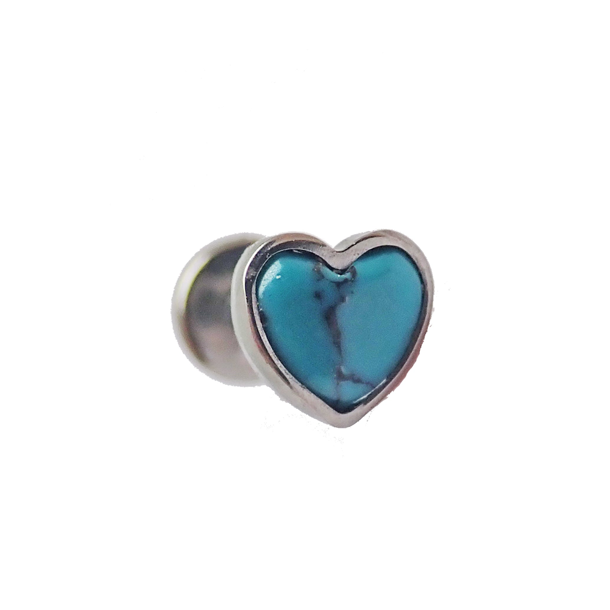 Turquoise Heart Flat Back 14g, 16g, 18g - Body Clickers Body Jewelry