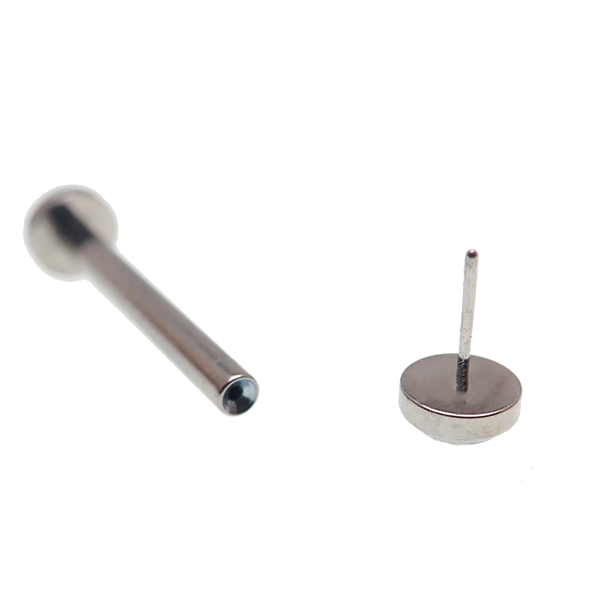 Straight Push Fit Barbell with Opal Ends 12g, 14g, 16g - Body Clickers Body Jewelry