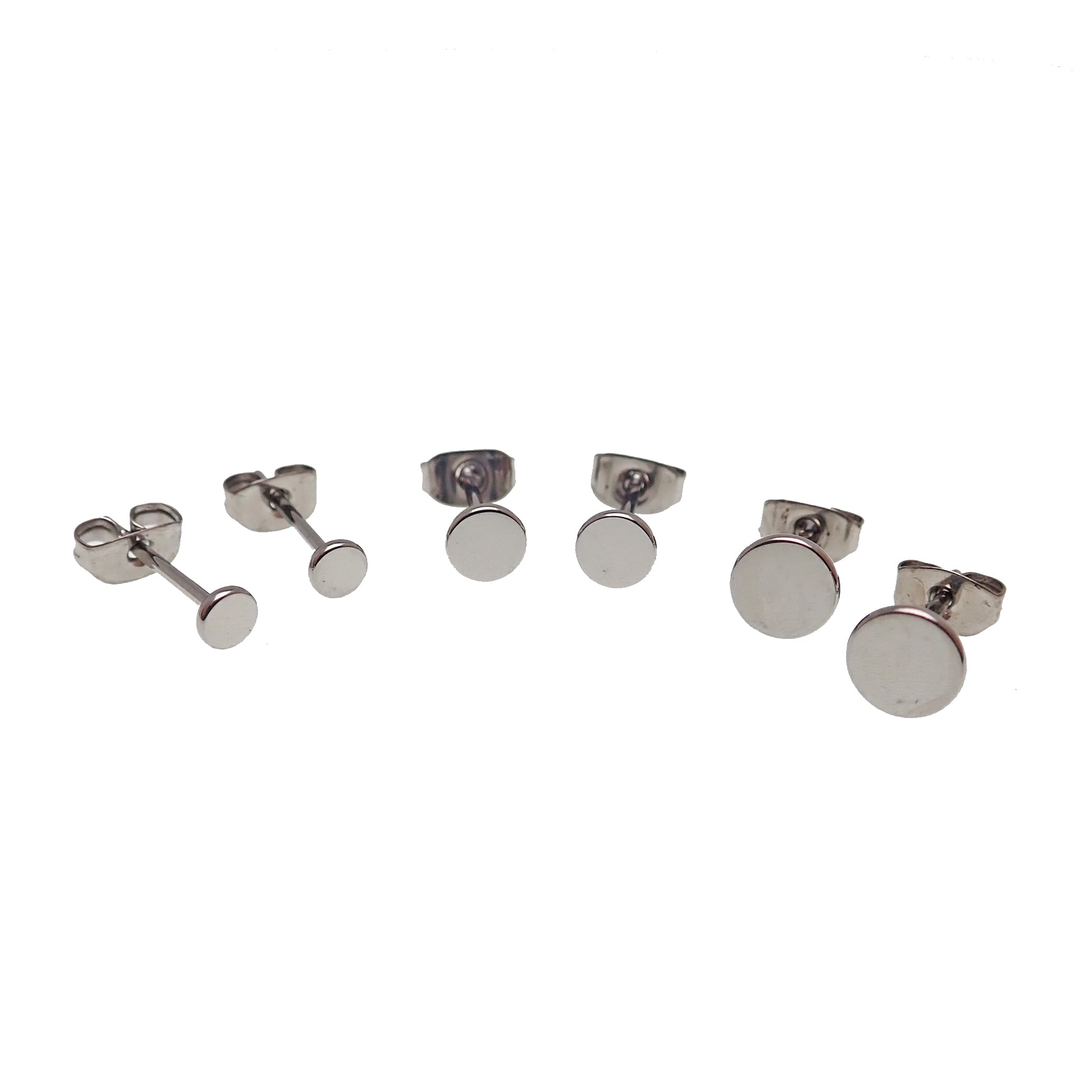 Thin Silver Titanium Disc Earring Pair