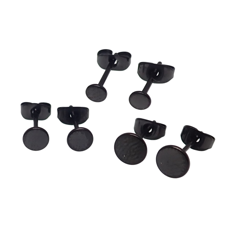 Thin PVD Black Titanium Disc Earring Pair - Body Clickers Body Jewelry