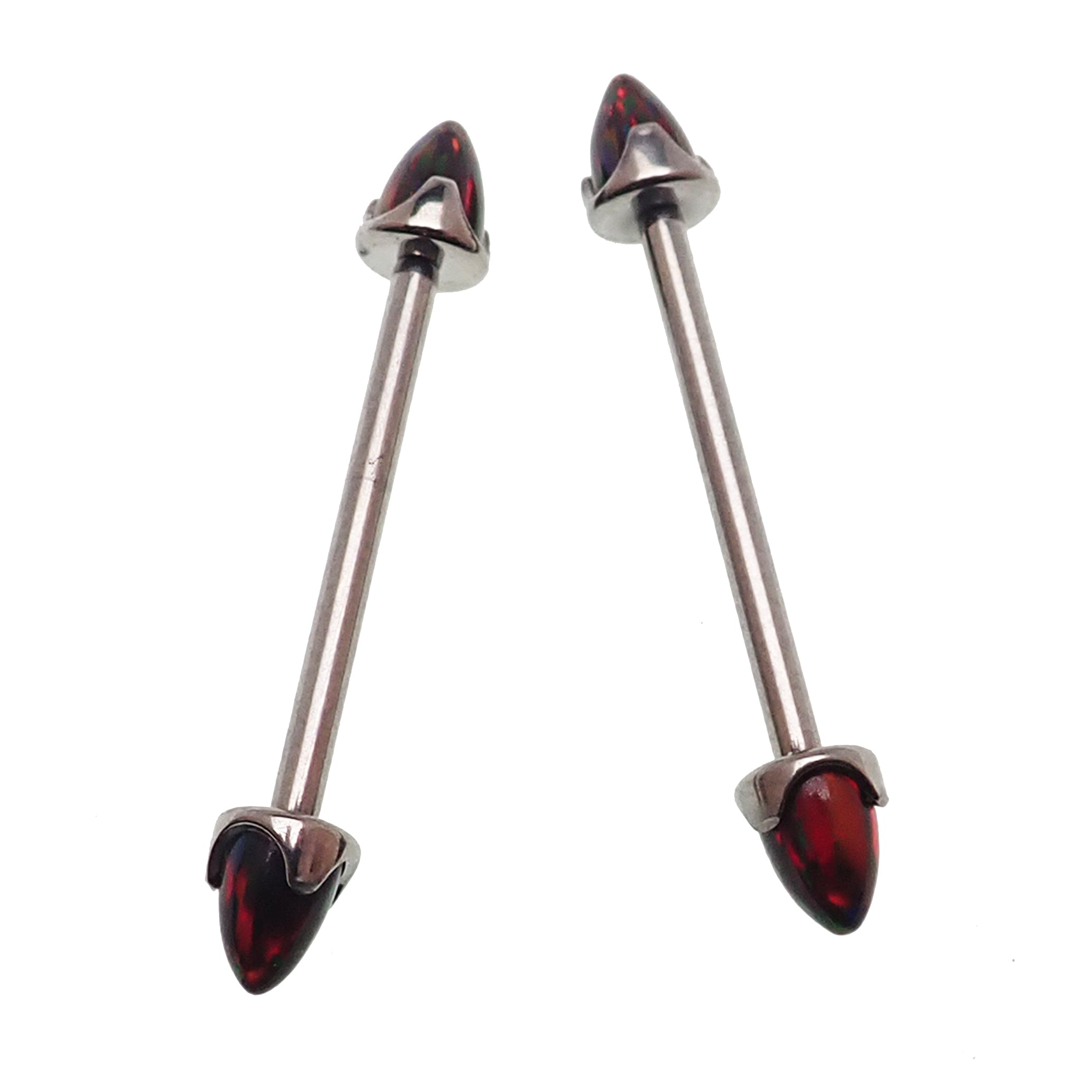 Dark Cherry Opal Cone Nipple Bar 16g - Body Clickers Body Jewelry