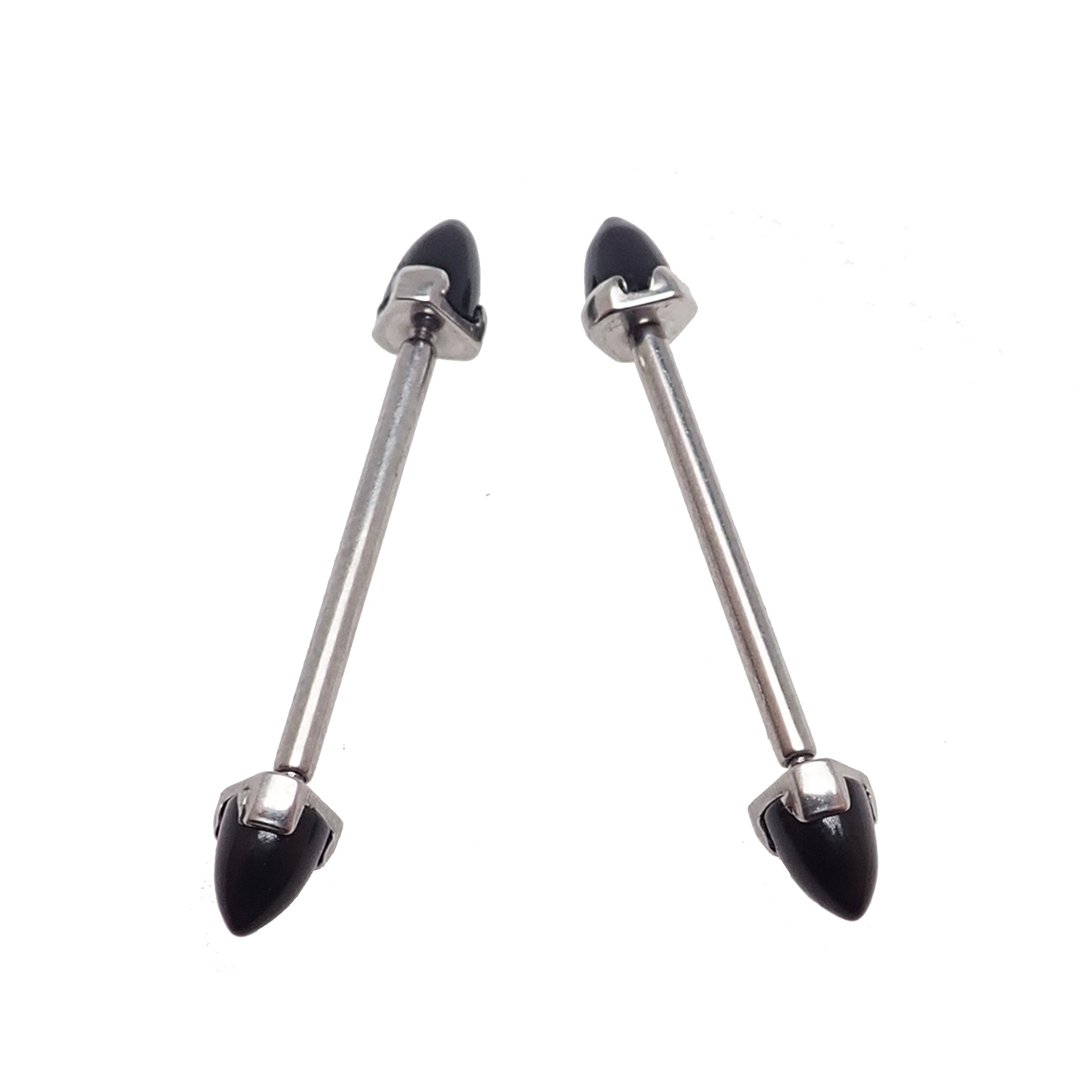 Black Onyx Cone Nipple Bar 16g - Body Clickers Body Jewelry